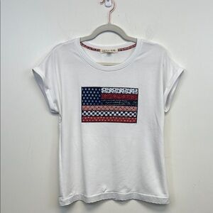Cactus + Pearl Red White Blue tee with Americana American Flag Size Small
